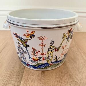 Antique Cache Pot Planter Vase France Hand Painted For Tiffany & Co Chinoiserie